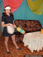 Teen brunette maid masturbates
