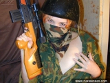 Russian teen in military uniform strips down