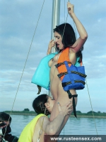 Russian teen lesbians lick pussy outdoor