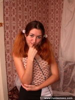 Russian teen redhead dildo masturbation