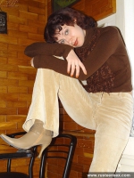 Russian teen brunette shows her pussy on the table