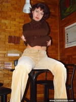 Russian teen brunette shows her pussy on the table
