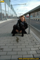 Teen blonde street pissing