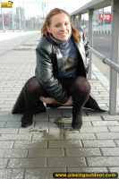 Teen blonde street pissing