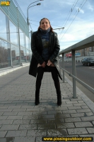 Teen blonde street pissing