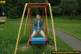 Pissing on a outdoor teeterboard