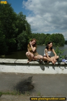 Girl pissing outdoor after few beers