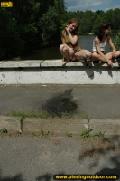 Girl pissing outdoor after few beers