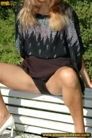 Pissing on the bench in the park outdoor