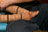 Pantyhose fetish footjob done by redhead teen