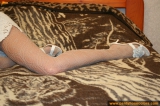 Masturbation in silver lacy pantyhose
