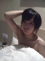 Hairy asian girl with small breasts spreads