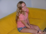 Blonde Teen Pulls Down Shorts And Spreads Pussy