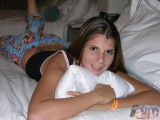 Pajamas Pulled Down To Expose Hairy Teen Bush