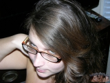Glasses Wearing Brunette Spreads Ass 