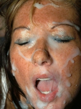 Blonde with the sore face of sperm