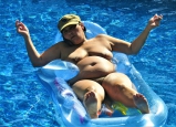 Pig in pool