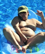 Pig in pool