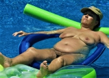 Pig in pool