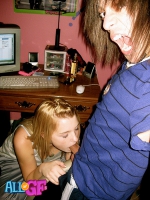 Naughty girlfriend on knees