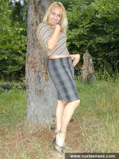 Cute teen blonde outdoors - N