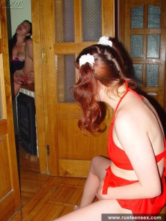 Teen brunette lesbian with MILF friend - N