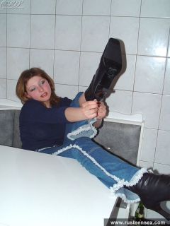 Russian teen undressing and posing in the kitchen - N