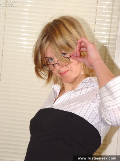 Russian teen blonde shows pussy wearing stockings - N