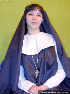 Russian teen nun masturbates with red dildo - N
