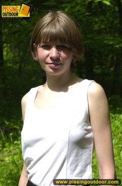 Pissing outdoor in the summer forest - N