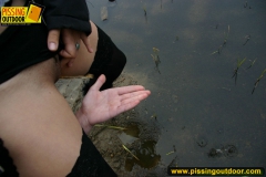 Teen brunette lesbians outdoor watersports pissing - N