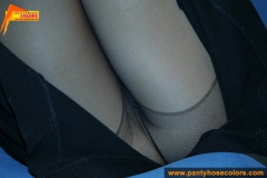 Black pantyhose on teen brunette - N