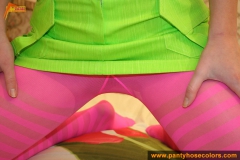 Magenta pantyhose on teen legs - N