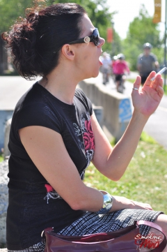 Redhead Mina in her sunglasses sexy smoking on a sunny day - N
