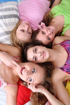 Hot lesbian foursome - N