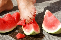 Mature feet and watermelon - N