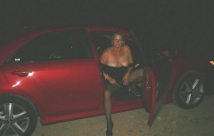 My slut wife posing in her car - N