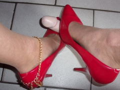 Rubbing cock with my heels on - N