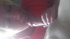 Blonde slut deapthroats cock - N