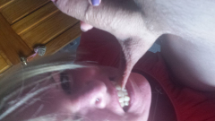 Blonde slut deapthroats cock - N
