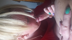 Blonde slut deapthroats cock - N