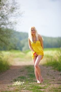 Teen strips outdoors - N