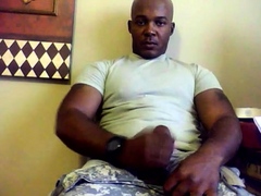 Black Military Man Jerks Off and Cums Solo