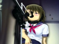 3D anime schoolgirl gets mouth fucked