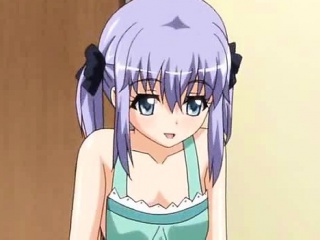 Shy anime doll in apron jumping craving dick in bed