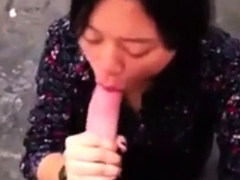 Chinese gf big cock outdoor blowjob & facial