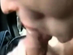 cum on mature mouth (car)