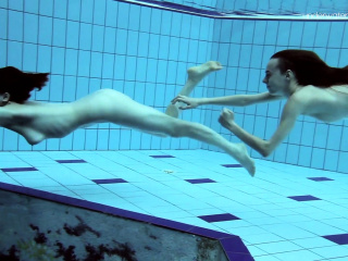 Hot lesbian show underwater