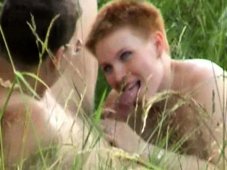 MILF Redhead Outdoor handjob