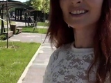 She walking naked in public park. Bottomless flashing